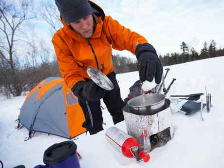 food on stove in camping