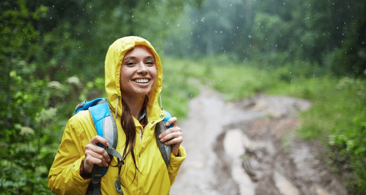 hiking in the rain