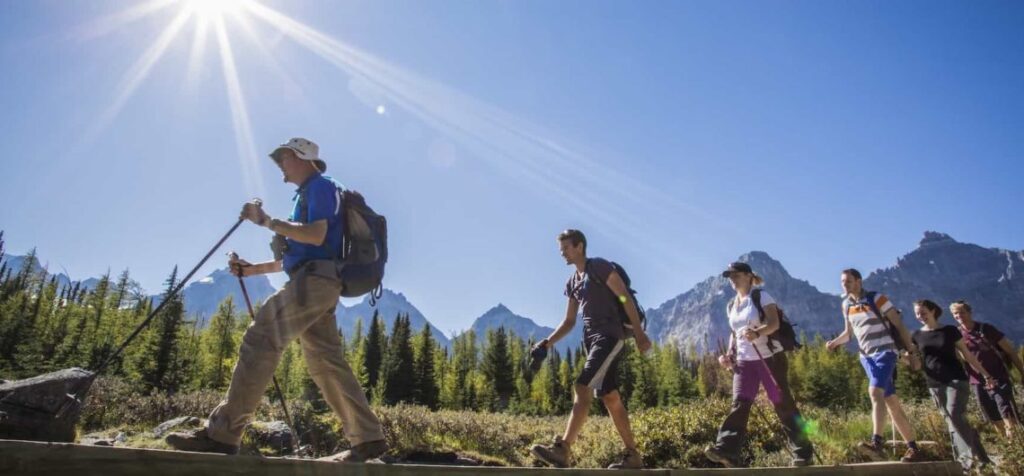 group hiking